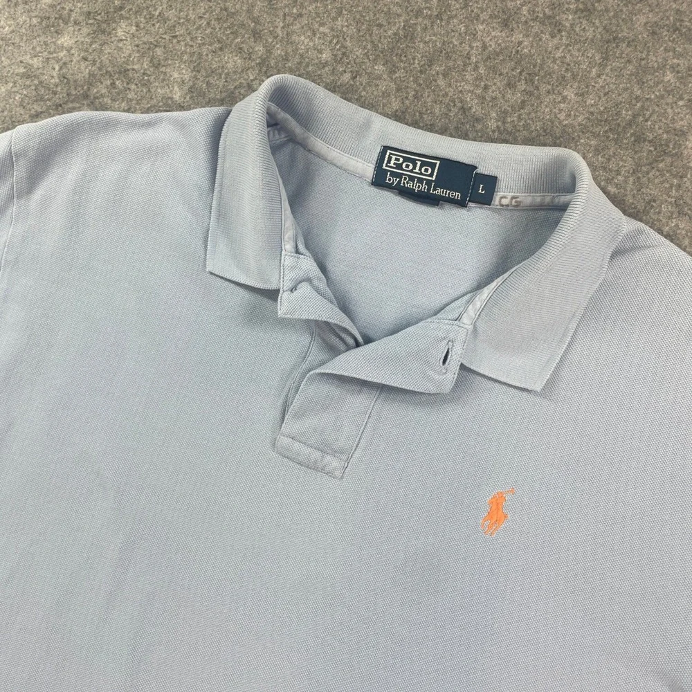 Polo Ralph Lauren Mens Shirt L Light Blue Short Sleeve Classic Prep 14-16